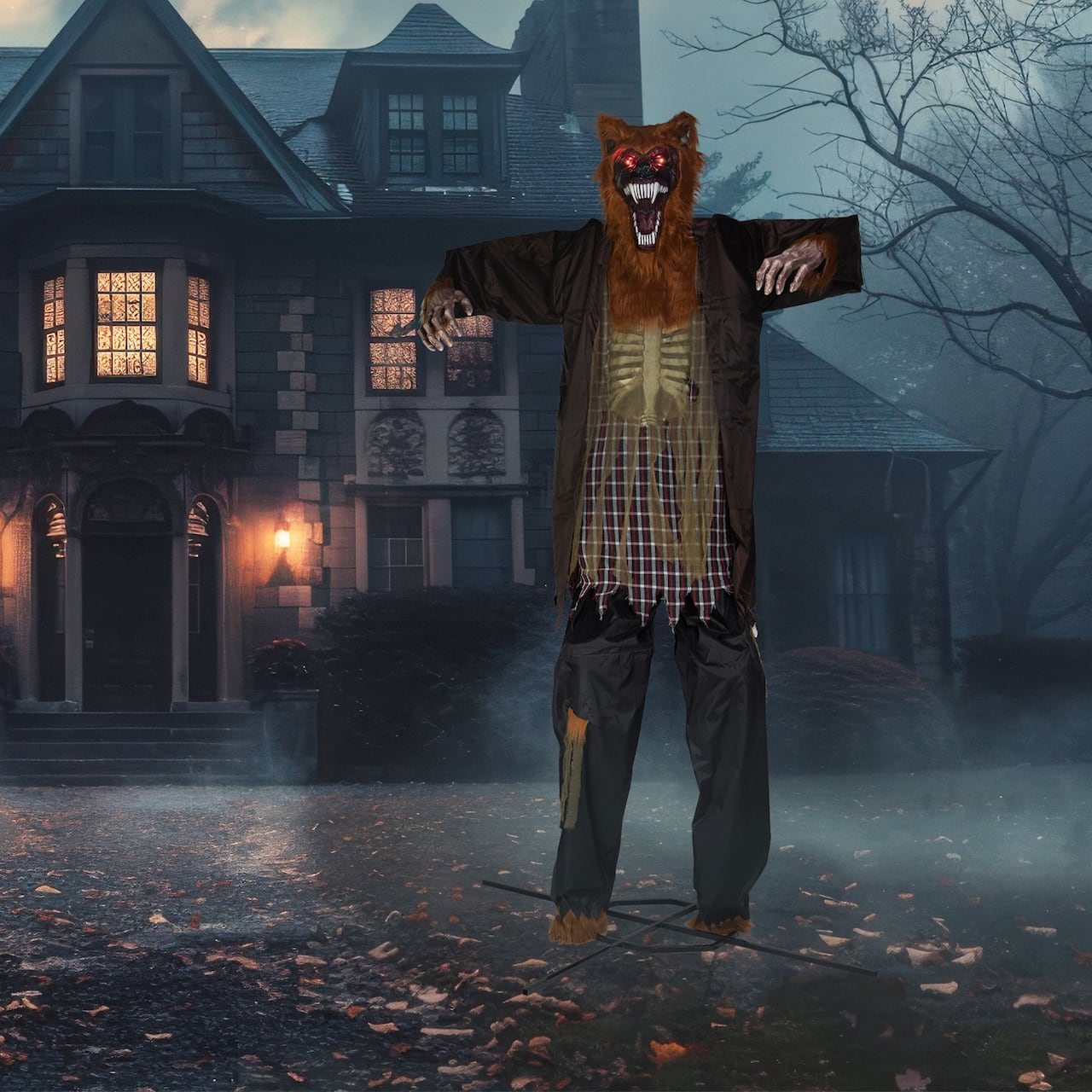 Huge Lighted and Animated Talking Werewolf Commercial Outdoor Halloween Decoration - 12'